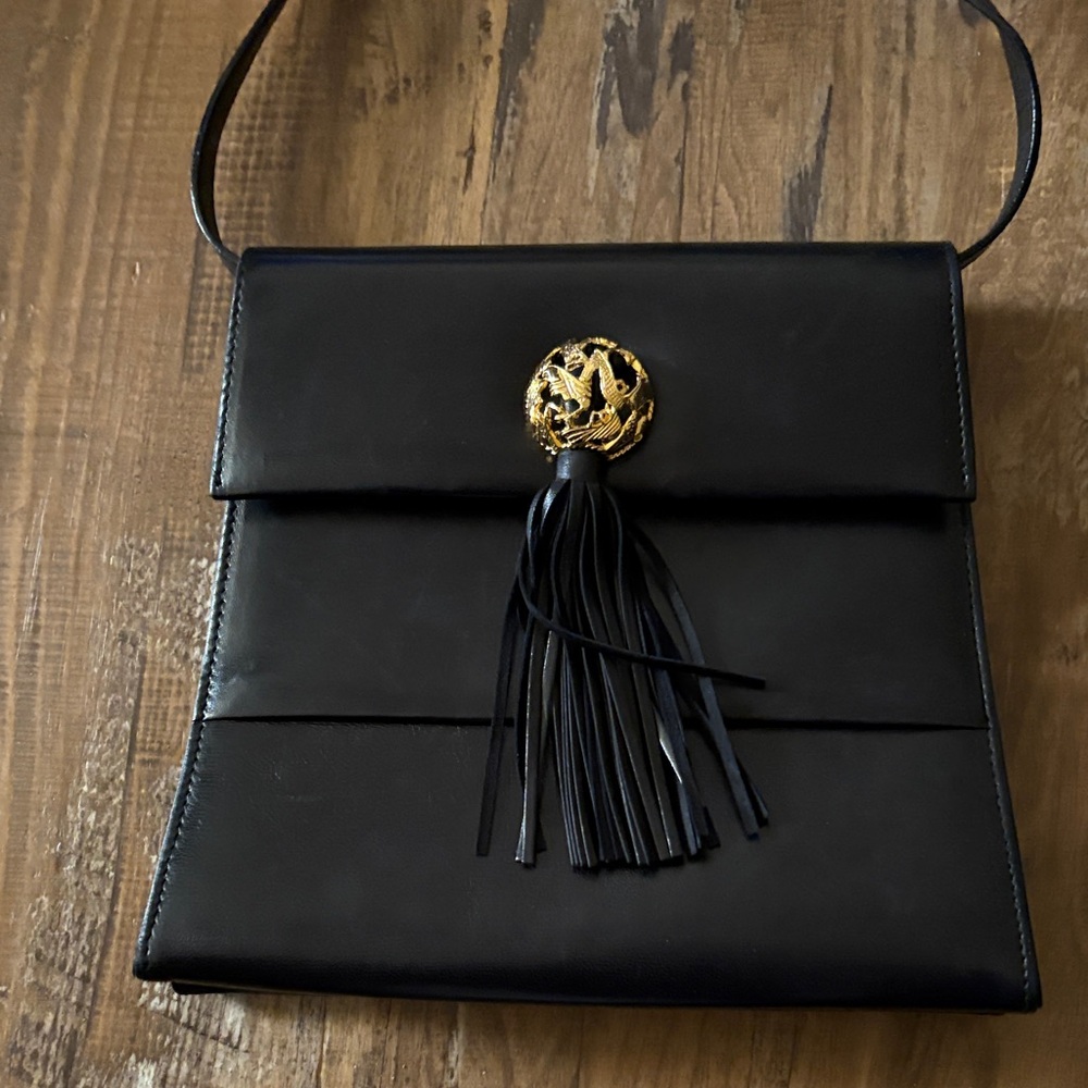 Salvatore Ferragamo Black Crossbody Bag with Gold Accent